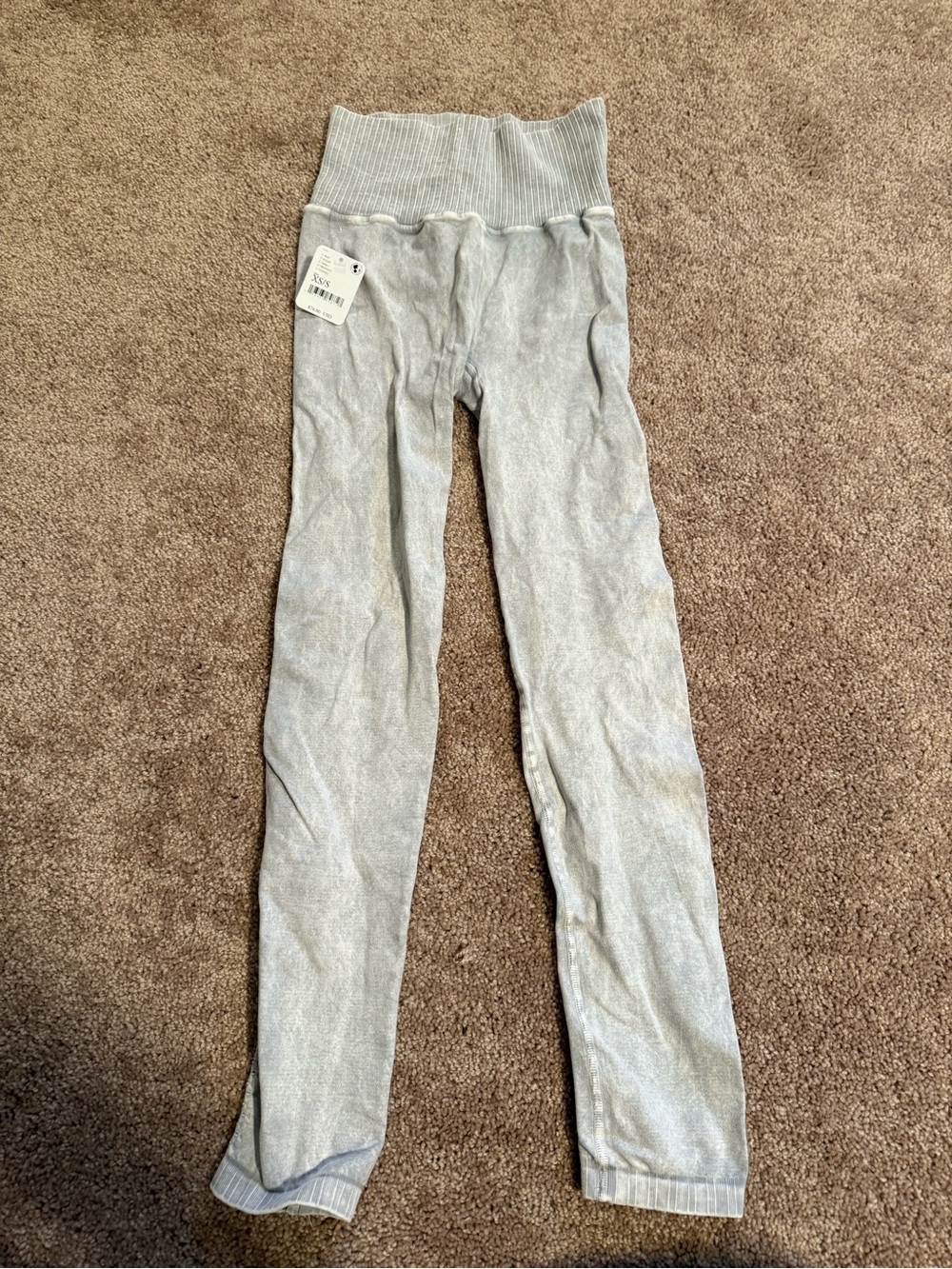 FP Movement by Free People Heather Gray Ribbed Waist Leggings